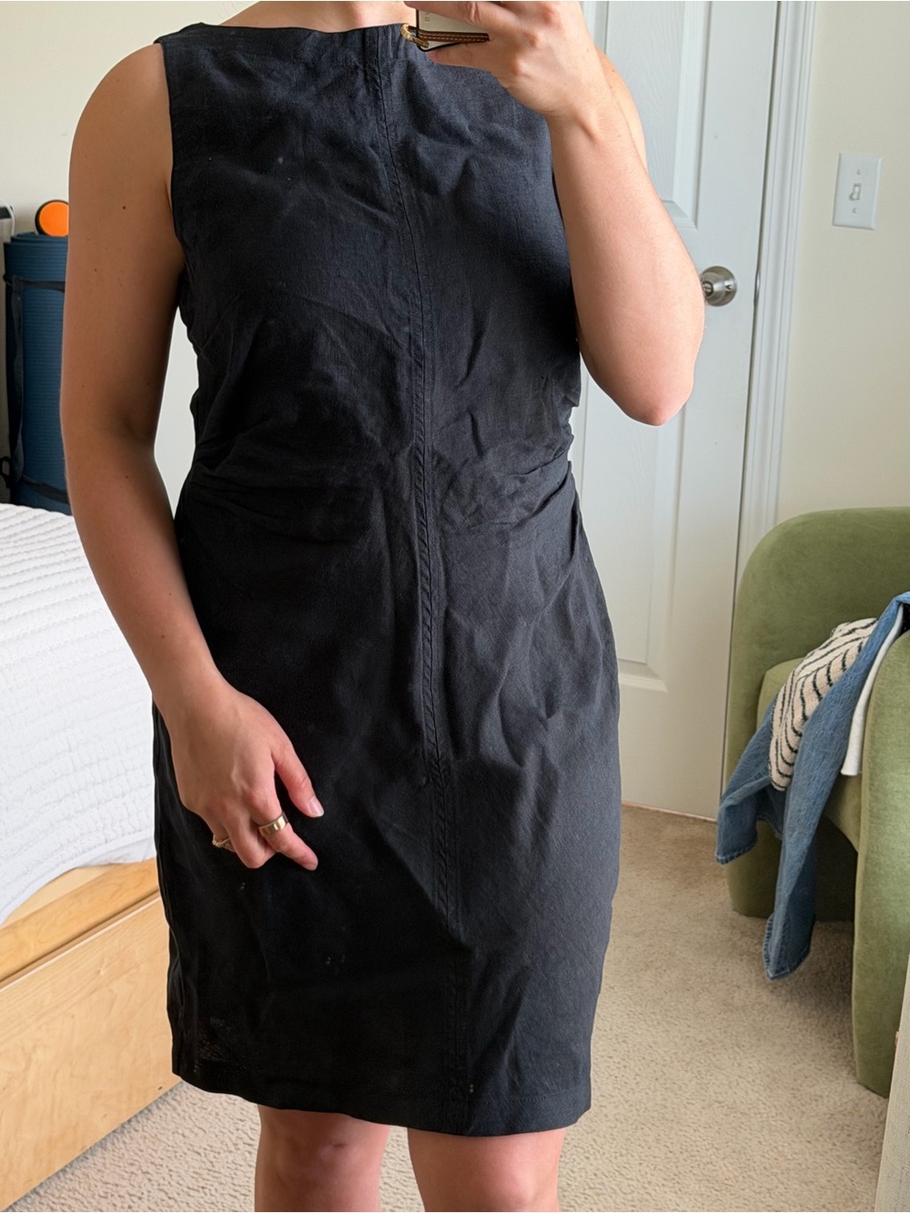 Madewell Black Sleeveless Mini Sheath Dress